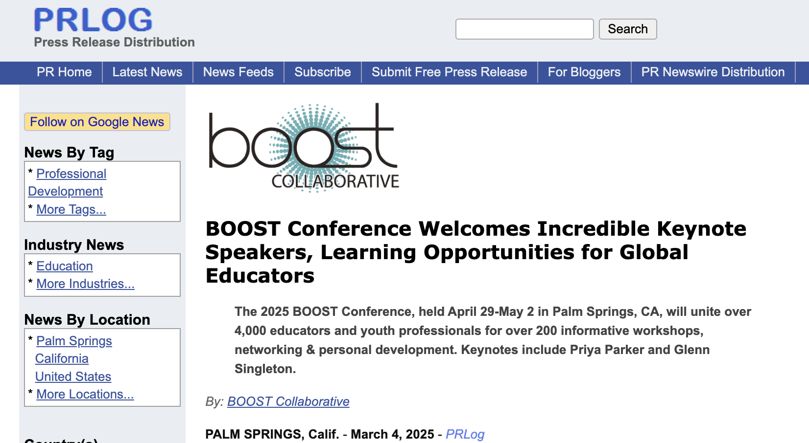2025 BOOST Conference Press Release